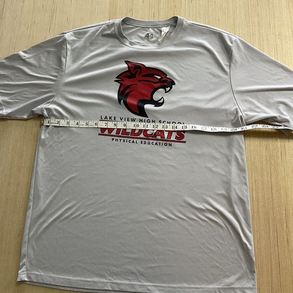 Lake View Wildcats High School Gray Red Black Short Sleeve Cationic Tee Large - Picture 6 of 6